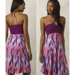 Prana XL Solana Convertible Halter Dress Purple Women Stretch Veeda Gemstone New